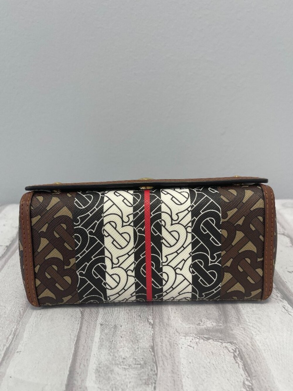 Burberry TB Monogram Coated Canvas & Leather Hackberry Shoulder Bag - Preowned - Picture 6 of 16